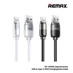 66W ( Type-C )-REMAX RC-C038A Capsule Series 66W USB to Type-C Fast Charging Data Cable - White