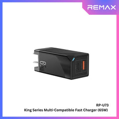 REMAX RP-U73 King Series Multi Compatible Fast Charger(65W)(PD+QC) - Black