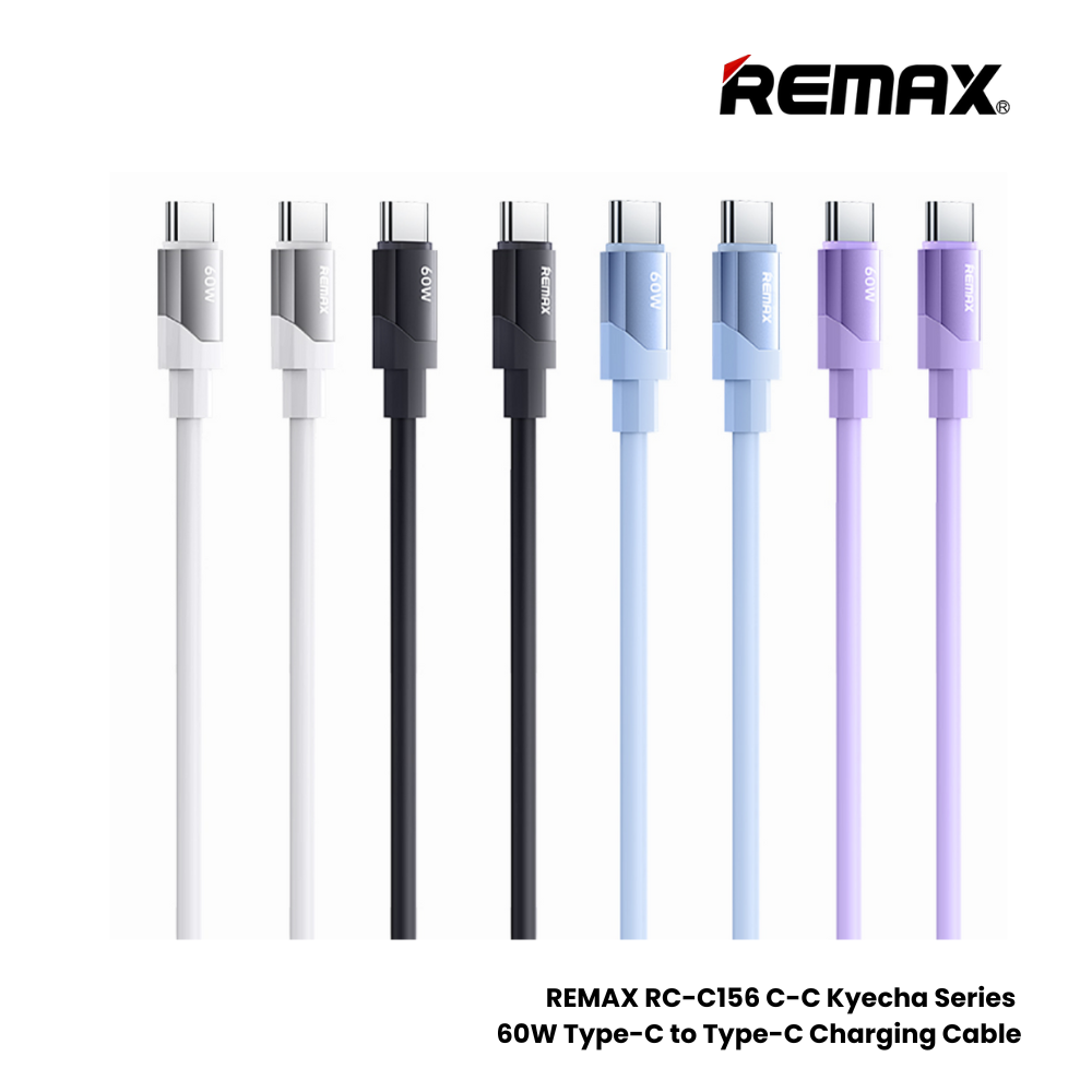 60W ( C to C )-REMAX RC-C156 C-C Kyecha Series 60W Type-C to Type-C Fast Charging Data Cable - Black