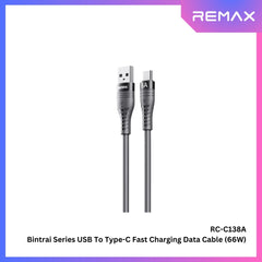 REMAX - RC-C138A Bintrai Series USB to Type-C Fast Charging Data Cable ( 66W ) - Black