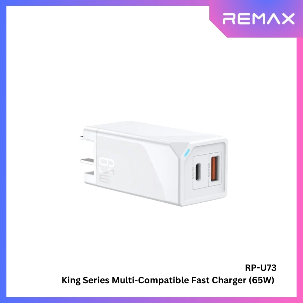 REMAX RP-U73 King Series Multi Compatible Fast Charger(65W)(PD+QC) - White