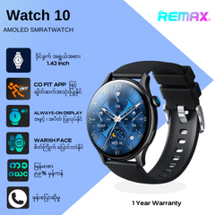 REMAX Watch 10 Chivei Series Amoled Display Smart Watch - Black