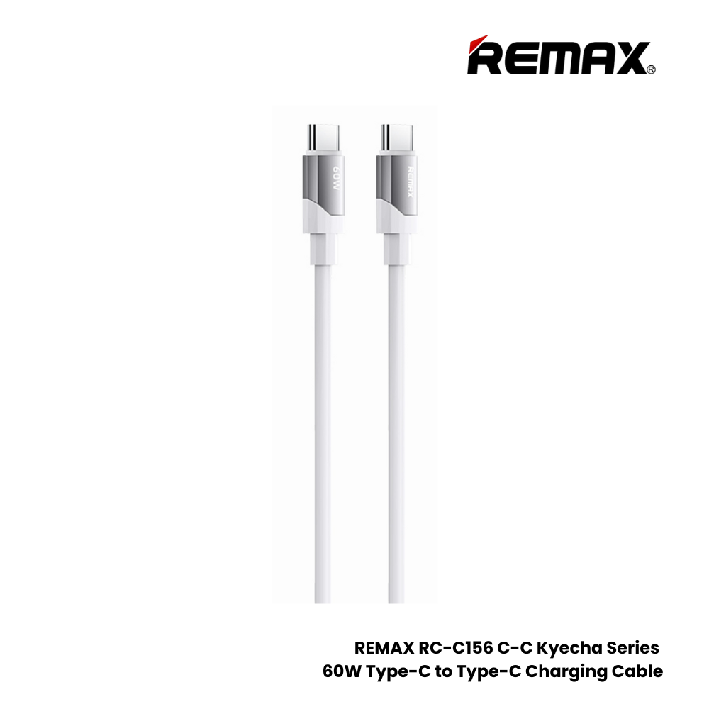 60W ( C to C )-REMAX RC-C156 C-C Kyecha Series 60W Type-C to Type-C Fast Charging Data Cable - White