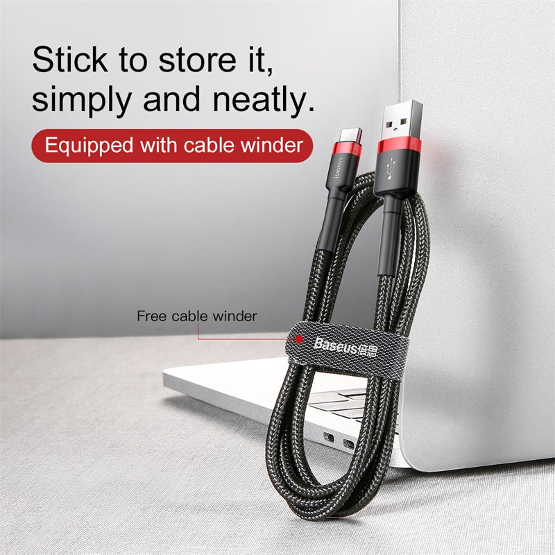 BASEUS CAFULE CABLE USB FOR TYPE.C 3A 1M - Grey + Black