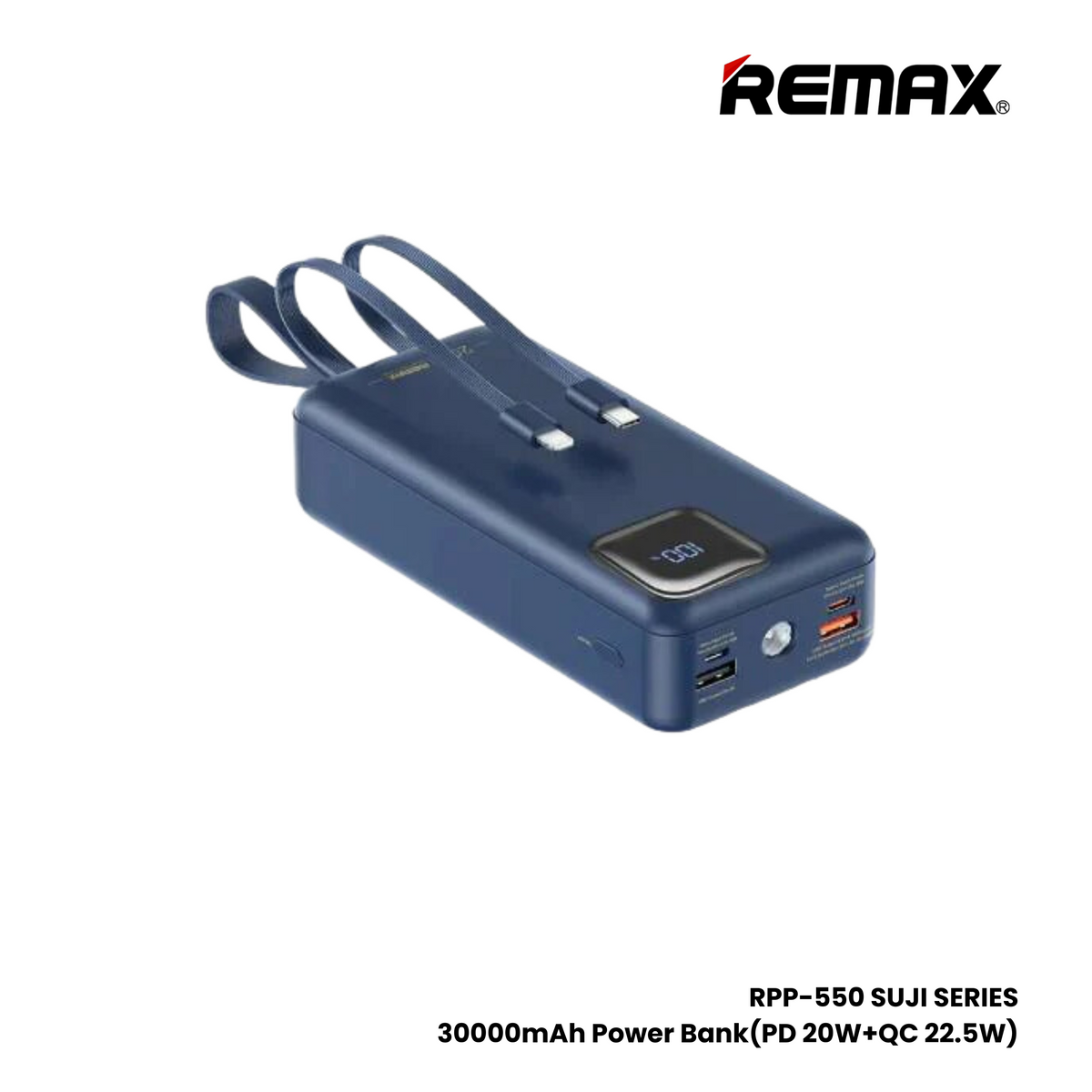 REMAX RPP-550 Suji Series 30000mAh PD+QC Fast Charging Power Bank(PD 20W+QC 22.5W) - Blue