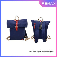 REMAX - 608 Casual Digital Double Backpack - Navy Blue