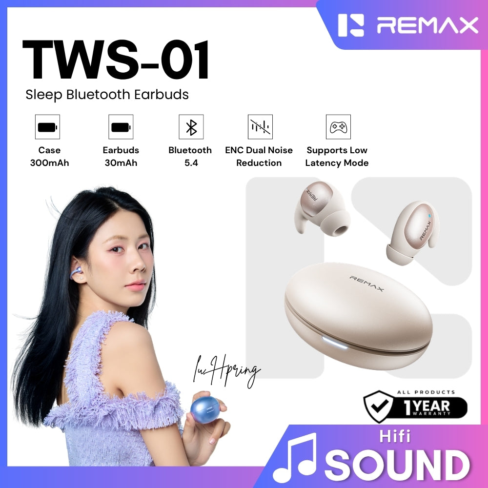 REMAX - TWS-01 Sleep True Wireless Stereo Music Talking WIreless Earbuds - Beige