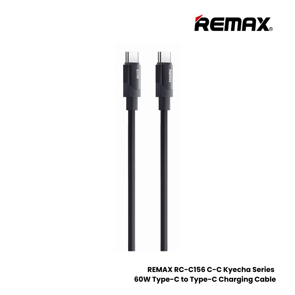 60W ( C to C )-REMAX RC-C156 C-C Kyecha Series 60W Type-C to Type-C Fast Charging Data Cable - Black