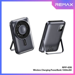 REMAX - RPP-695 10000mAh 3 in 1 Folding Holder Magnetic Wireless Charging Power Bank (PD20W/22.5W, Magsafe15W) - Blue