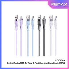 REMAX - RC-C138A Bintrai Series USB to Type-C Fast Charging Data Cable ( 66W ) - Black