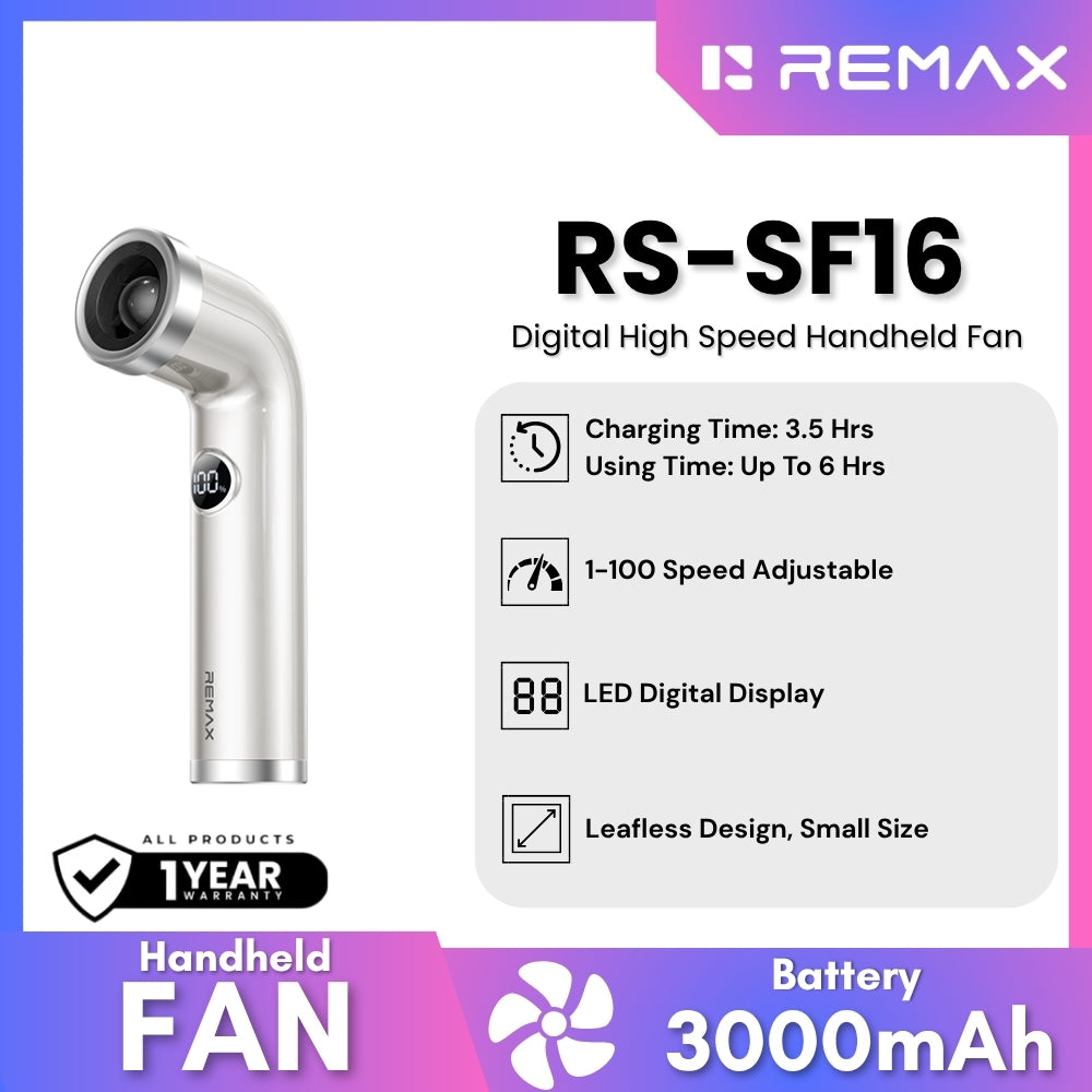 REMAX - RS-SF16 Digital High Speed Handheld Fan - White