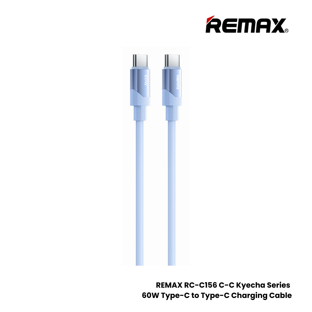 60W ( C to C )-REMAX RC-C156 C-C Kyecha Series 60W Type-C to Type-C Fast Charging Data Cable - Blue