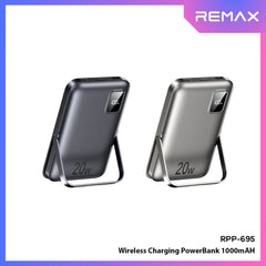 REMAX - RPP-695 10000mAh 3 in 1 Folding Holder Magnetic Wireless Charging Power Bank (PD20W/22.5W, Magsafe15W) - Blue