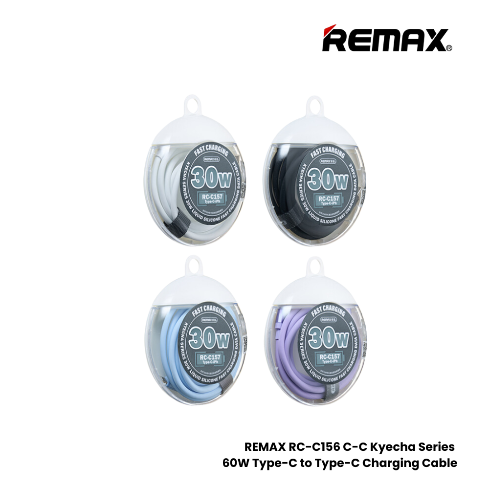 60W ( C to C )-REMAX RC-C156 C-C Kyecha Series 60W Type-C to Type-C Fast Charging Data Cable - White