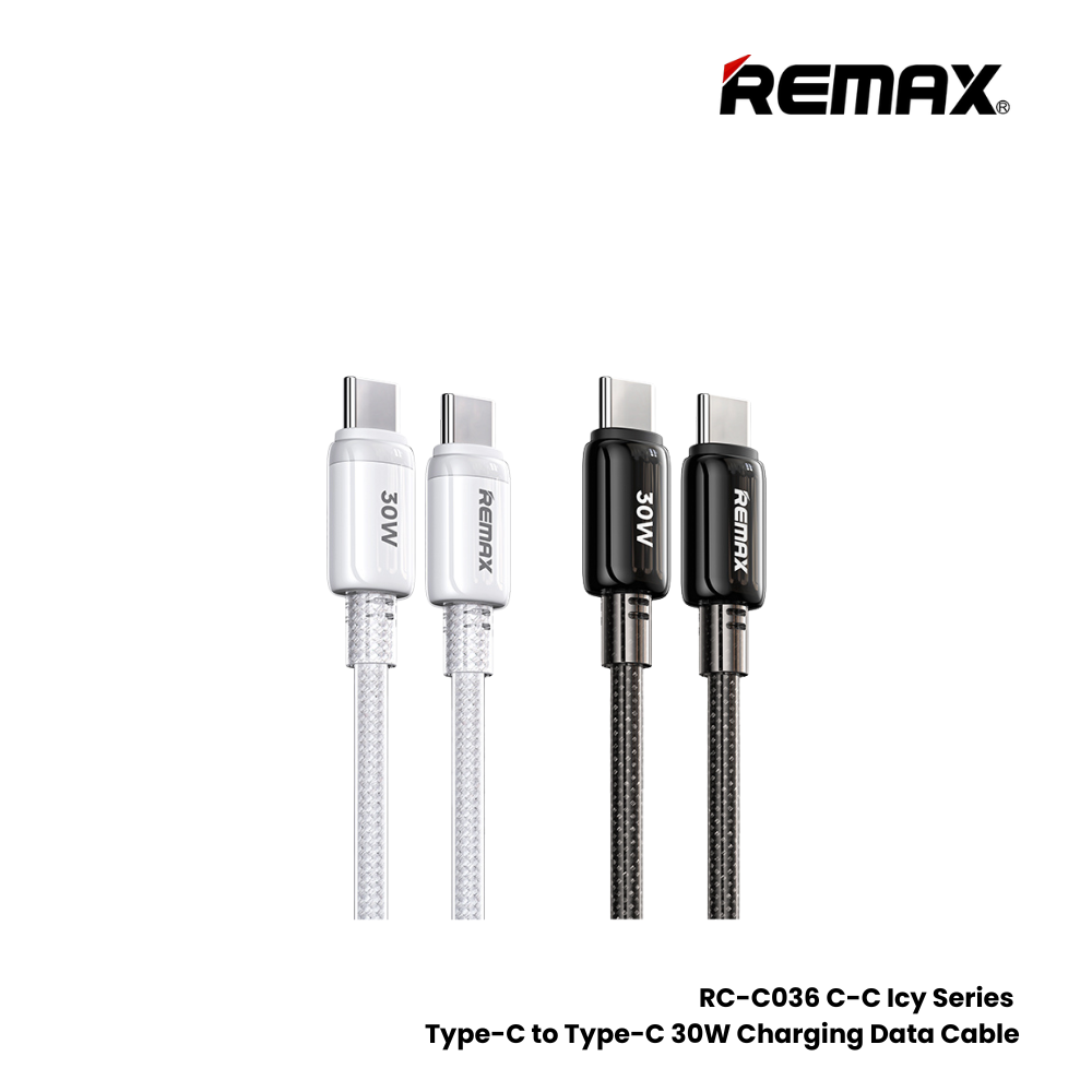 30W ( C to C )-REMAX RC-C036 C-C Icy Series 30W Type-C to Type-C Fast Charging Data Cable - White