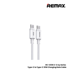 30W ( C to C )-REMAX RC-C036 C-C Icy Series 30W Type-C to Type-C Fast Charging Data Cable - White