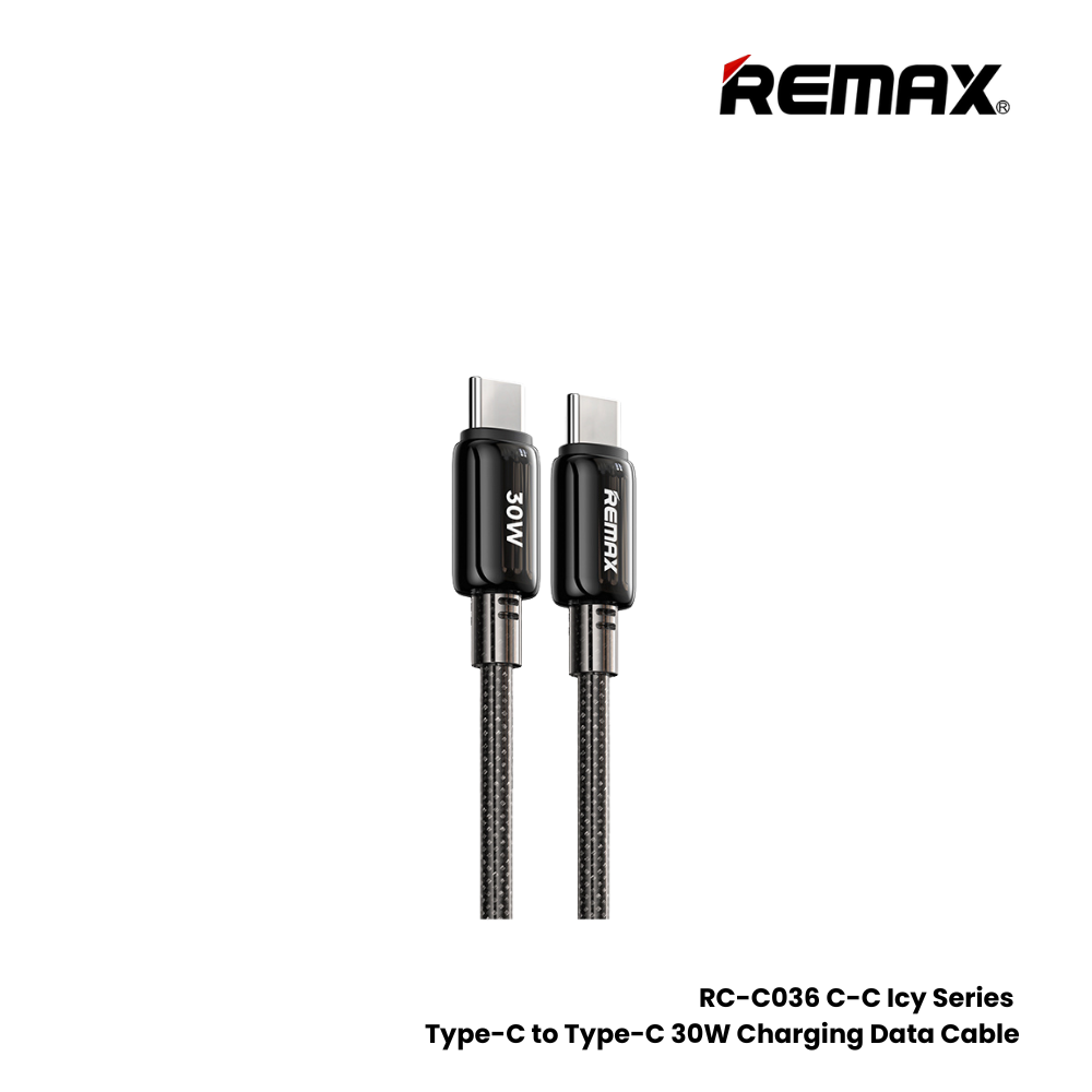 30W ( C to C )-REMAX RC-C036 C-C Icy Series 30W Type-C to Type-C Fast Charging Data Cable - White