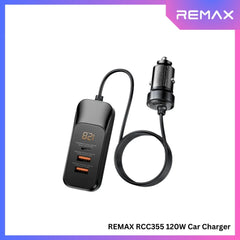 REMAX - RCC355 Yayshin Series PD+QC Worry-Free Fast Car Charger With Digital Display (120W) - Black