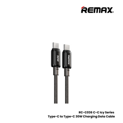 30W ( C to C )-REMAX RC-C036 C-C Icy Series 30W Type-C to Type-C Fast Charging Data Cable - Black