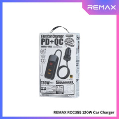 REMAX - RCC355 Yayshin Series PD+QC Worry-Free Fast Car Charger With Digital Display (120W) - Black