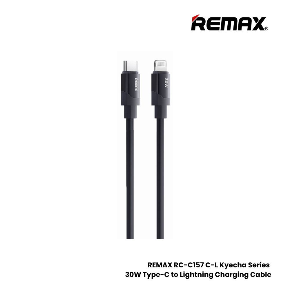 30W ( C to Lightning )-REMAX RC-C157 C-L Keycha Series 30W Type-C to Lightning Fast Charging Data Cable - Black