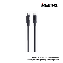 30W ( C to Lightning )-REMAX RC-C157 C-L Keycha Series 30W Type-C to Lightning Fast Charging Data Cable - Black