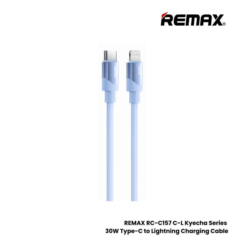 30W ( C to Lightning )-REMAX RC-C157 C-L Keycha Series 30W Type-C to Lightning Fast Charging Data Cable - Blue