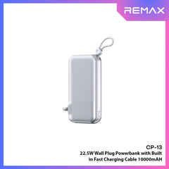 REMAX - CP-13 10000mAh Wall Plug Fast Charging Cabled Power Bank ( PD20W+QC22.5W ) - SIlver