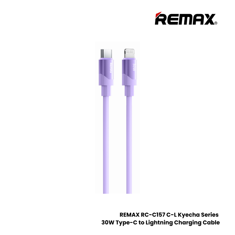 30W ( C to Lightning )-REMAX RC-C157 C-L Keycha Series 30W Type-C to Lightning Fast Charging Data Cable - Purple