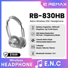 REMAX - RB-830HB Retro Wireless Portable Headphone - Silver