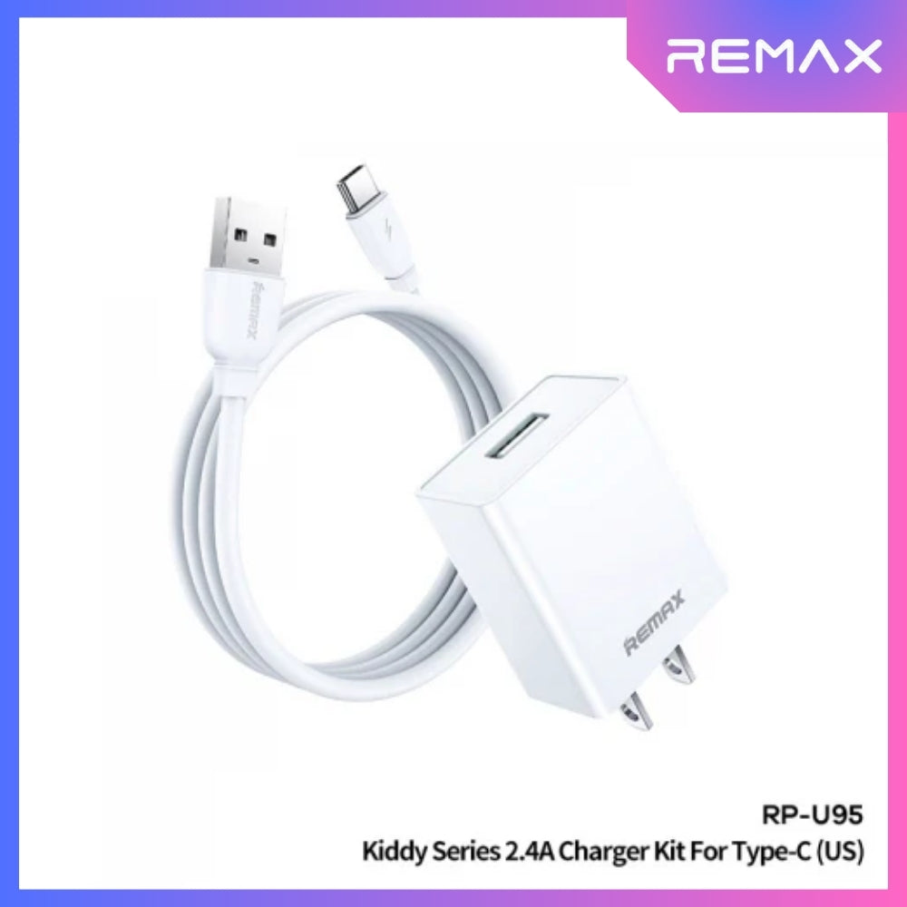 REMAX - RP-U95 Type-C Kiddy Series Travel Charger Set (2.4A) - White