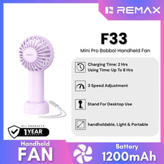 REMAX - F33 Mini Pro Bobbol Handheld Fan - Purple