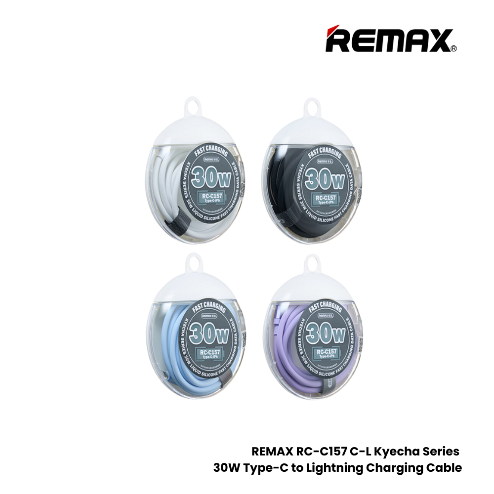 30W ( C to Lightning )-REMAX RC-C157 C-L Keycha Series 30W Type-C to Lightning Fast Charging Data Cable - White