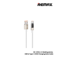 66W ( Type-C )-REMAX RC-C161A A-C Walking Series 66W USB to Type-C Fast Charging Data Cable - White