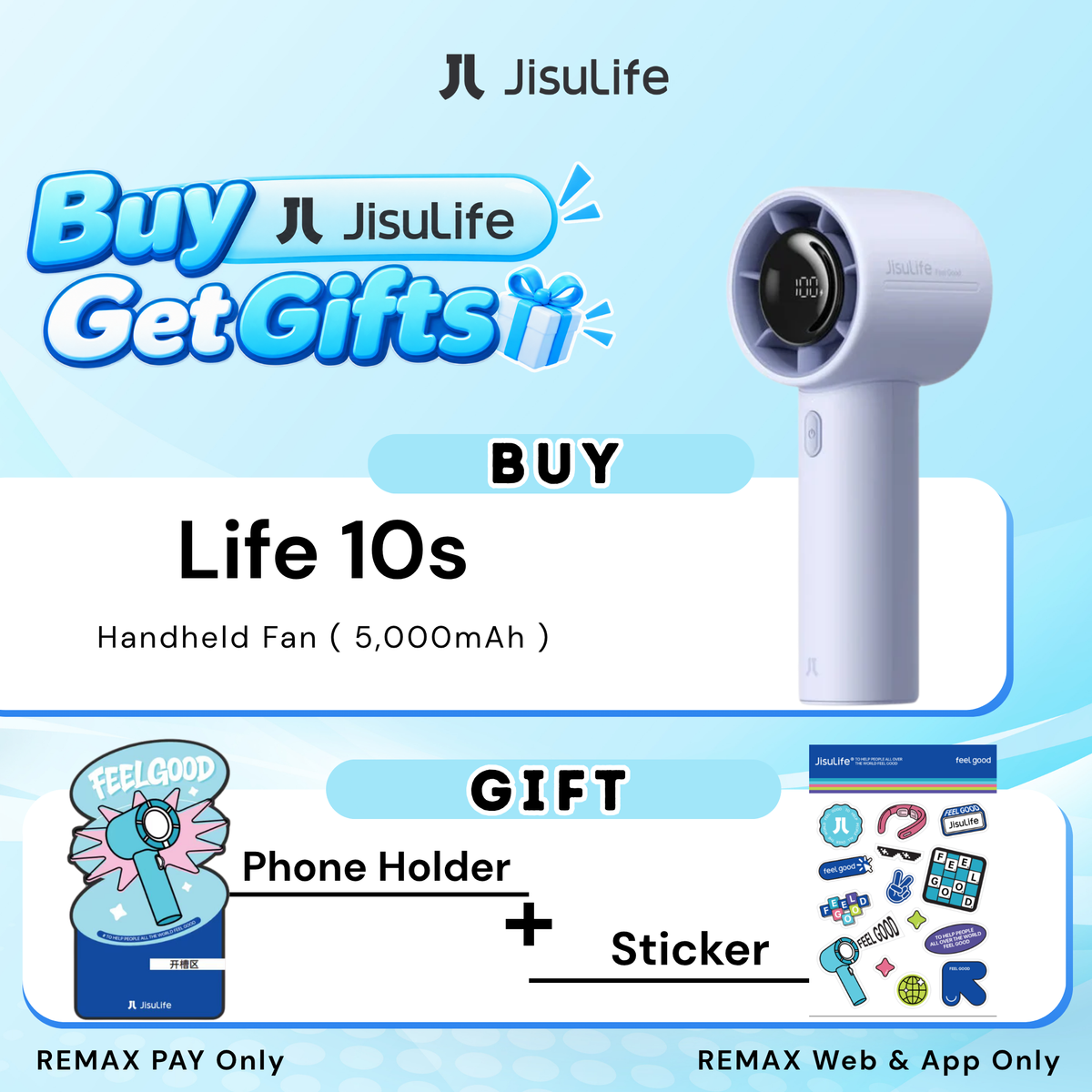 JisuLife - Handheld Fan Life 10S (5000mAh) - Sunny Blue