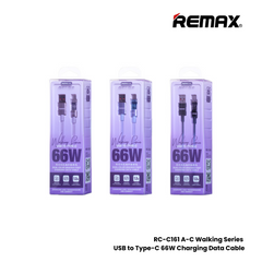 66W ( Type-C )-REMAX RC-C161A A-C Walking Series 66W USB to Type-C Fast Charging Data Cable - Blue