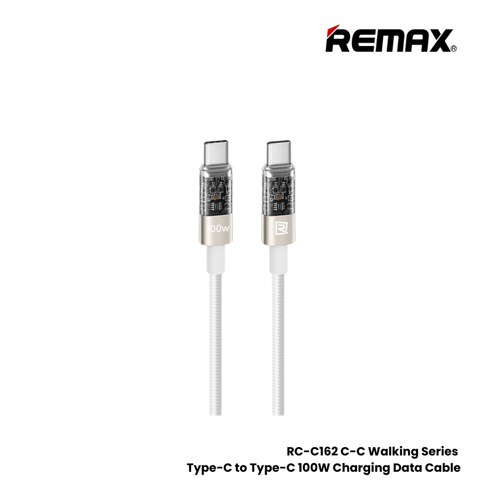 100W ( C to C )-REMAX RC-C162 C-C Walking Series 100W Type-C to Type-C Fast Charging Data Cable - Black