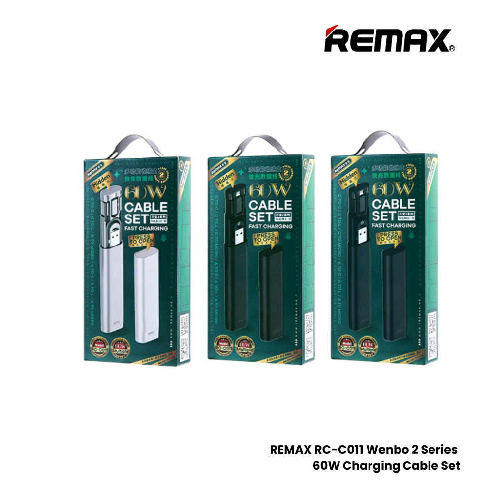 REMAX RC-C011 Wanbo 2 Series 60W Hidden Fast Charging Cable Set - Black