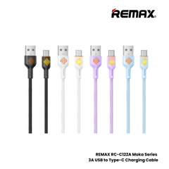 3A ( Type-C )-REMAX RC-C122A Moka Series 3A USB to Type-C Fast Charging Data Cable - White