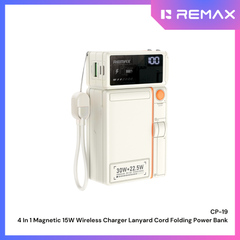 REMAX - CP-19 20000mAh 4 In 1 Magsafe AC Plug Fast Charging Power Bank ( PD30W+Magsafe 15W) - Beige