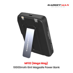 GADGET MAX - MF02 10000mAh Mega Mag 6 In 1 Magnetic Charging Power Bank - Black