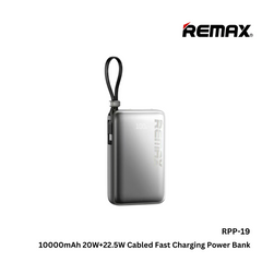 REMAX - RPP-19 10000mAh PD+QC Cabled Power Bank - Silver
