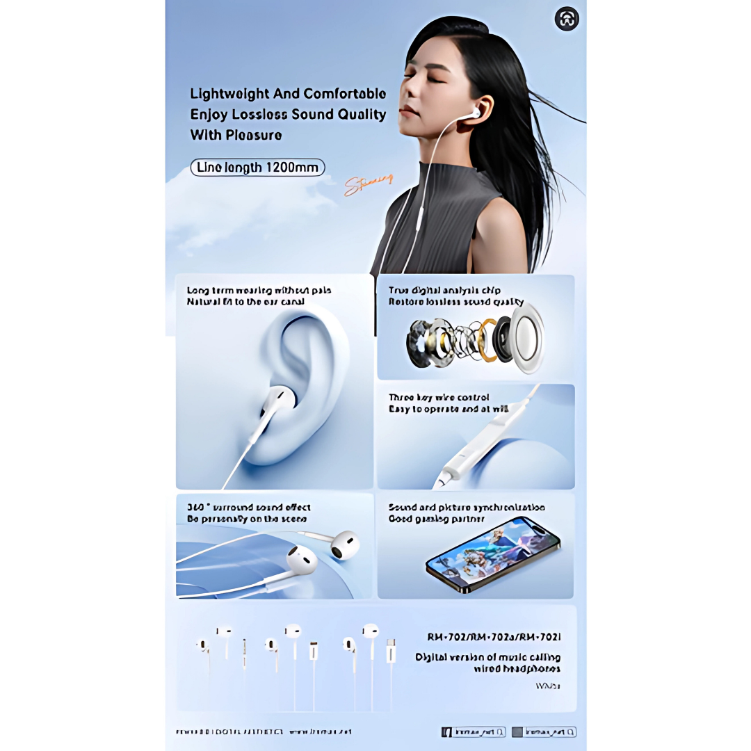 REMAX RM-702i Lightning Wired Earphone - White