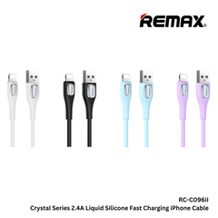 Remax RC-C096i Crystal Series 2.4A Liquid Silicone Fast Charging iPhone Data Cable - White