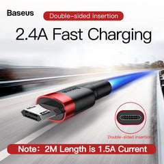 (Buy 1 Get 1) Baseus Cafule 2.4A Micro Cable (1M)- Red + Black