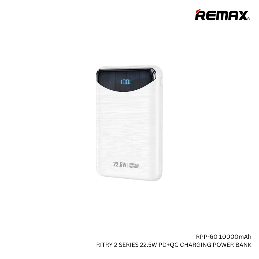 REMAX RPP-60 10000mAh RITRY 2 SERIES 22.5W PD+QC CHARGING POWER BANK(White)