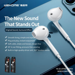 WK YA02 3.5MM UPINE SERIES WIRED EARPHONE (1.2M) Best wired earphone , Hifi Stereo Sound Wired Headset , sport wired earphone , 3.5mm jack wired earphone , 3.5mm headset for mobile phone ,3.5mm jack wired earphone