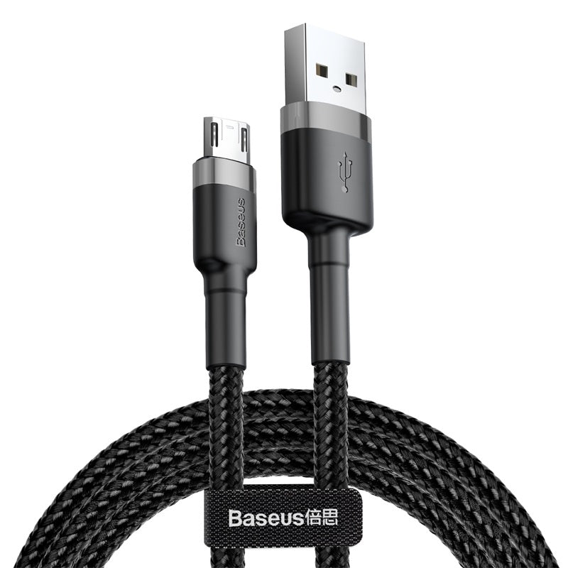 (Buy 1 Get 1) Baseus cafule Cable USB For Micro 2.4A 1m - Grey + Black