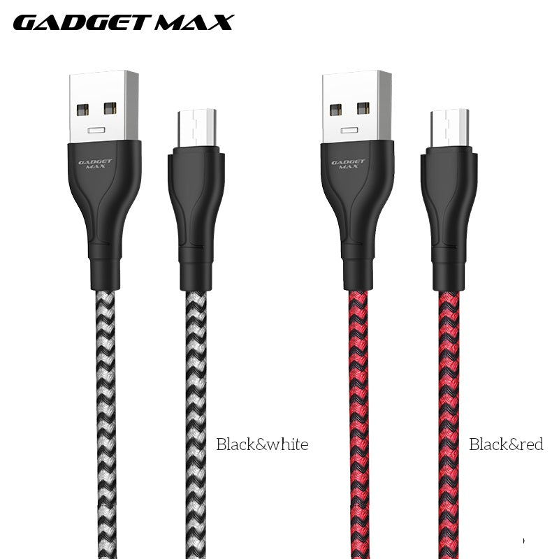 GADGET MAX GX02 MICRO 3A CHARGING DATA CABLE FOR MICRO (3A)(1M) - BLACK WHITE
