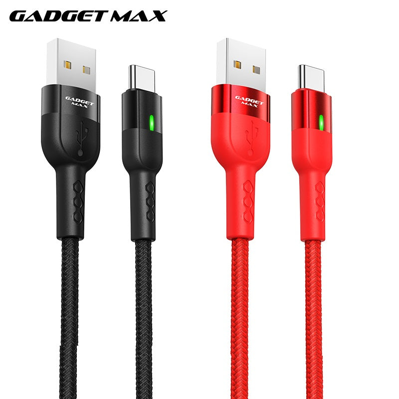 GADGET MAX GX05 TYPE-C 2.4A AUTO DISCONNECT DATA CABLE FOR TYPE-C (2.4A)(1.2M) - RED